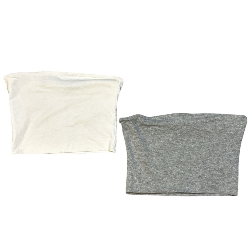 Fashion Nova White and Heather Gray Tube Tops